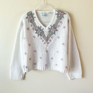 Vintage Grandma Cottagecore Coquette Shenanigans Chunky Knit Sweater